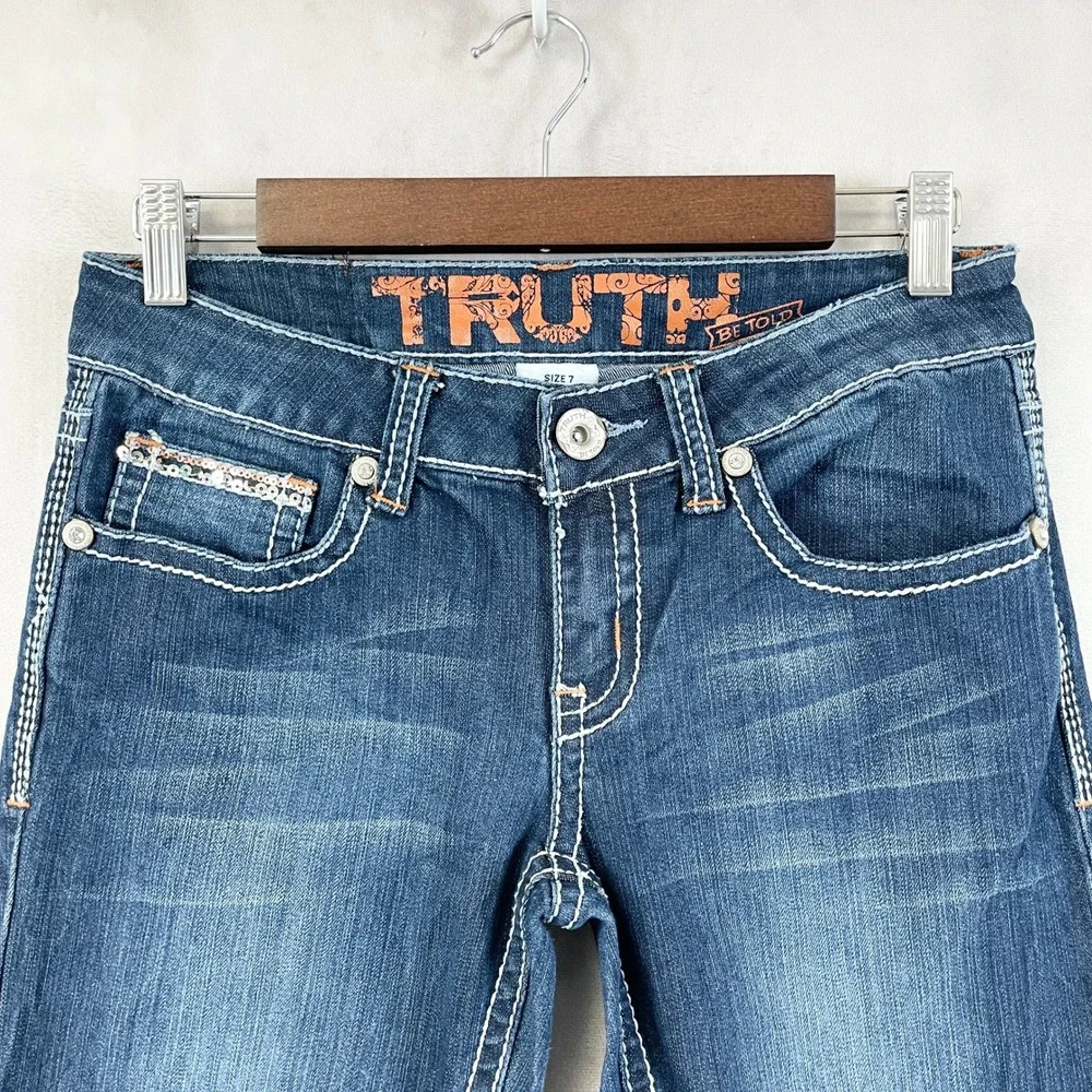 Truth Be Told Low Rise Jeans Size 7 Y2K Western Cowgirl McBling Indie Festival‎